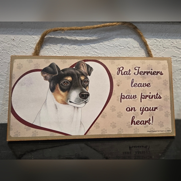 3/$20 Rat Terrier "Dogs Leave Paw Prints On Your Heart". Wall Sign Decor - Picture 1 of 2